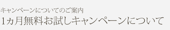 キャンペーンについてのご案内 1ヵ月無料お試しキャンペーンについて